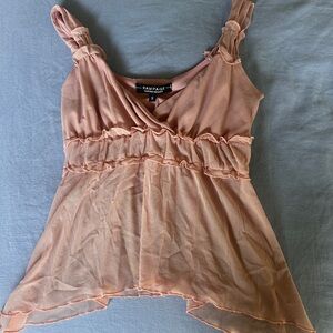 Rampage Y2K Peach Ruffled Chiffon Sleeveless Top - Women's S